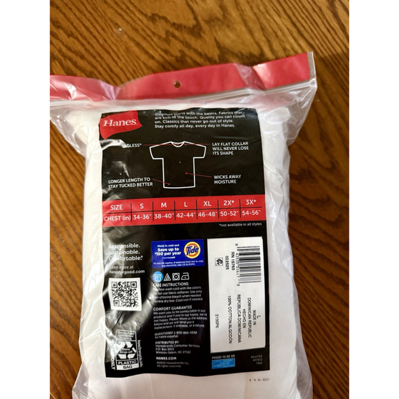Hanes Men's Crewneck T-Shirt Tee Tagless 6-Pack Size Large New - Picture 5 of 7